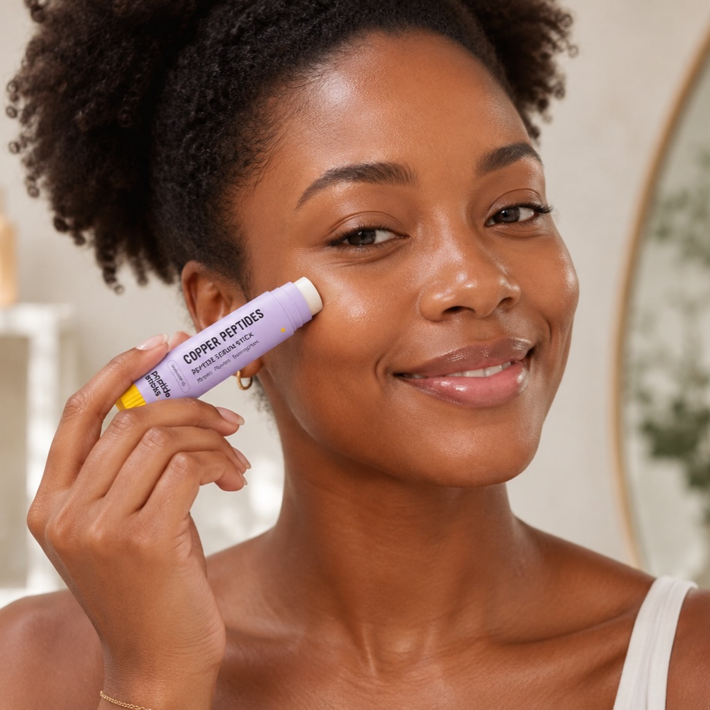 Copper Peptides Stick applied directly to the cheek