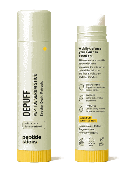 Depuff Peptide Eye Balm Stick front label